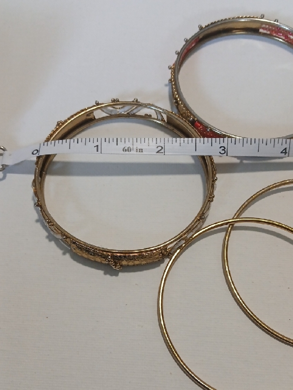 Boho Festival Gold-Tone Women's Bangle Bracelet Set with Coral & White Accents - Picture 15 of 16